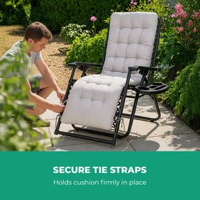 Grey Sun lounger Outdoor Recliner Chair Cushion 160cmx50cm