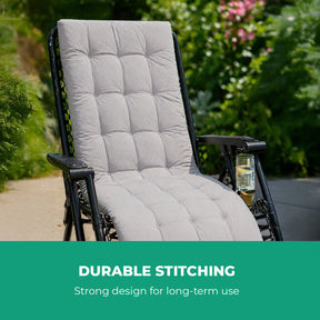 Grey Sun lounger Outdoor Recliner Chair Cushion 160cmx50cm