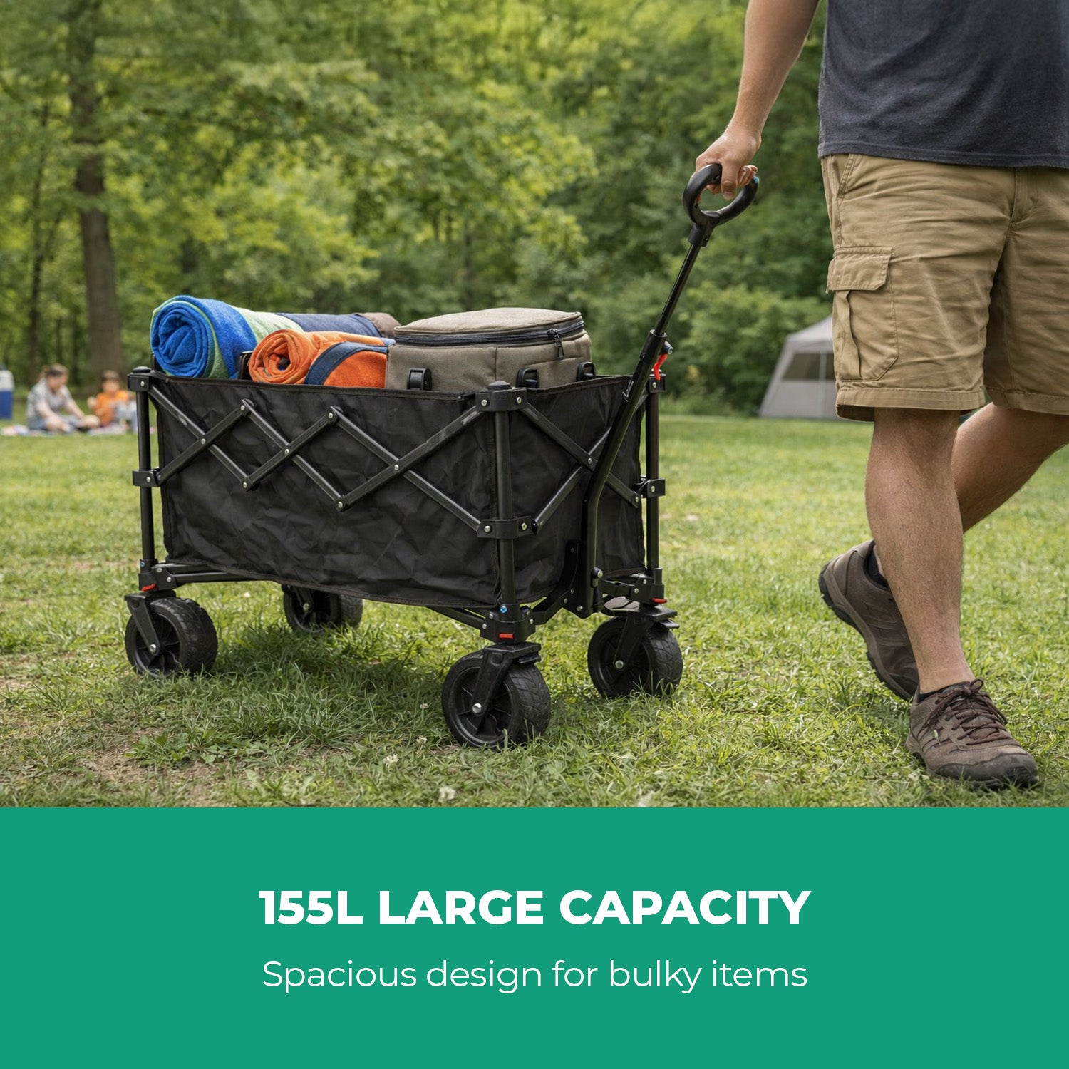 155L Heavy Duty Camping Wagon Cart Foldable Trolley