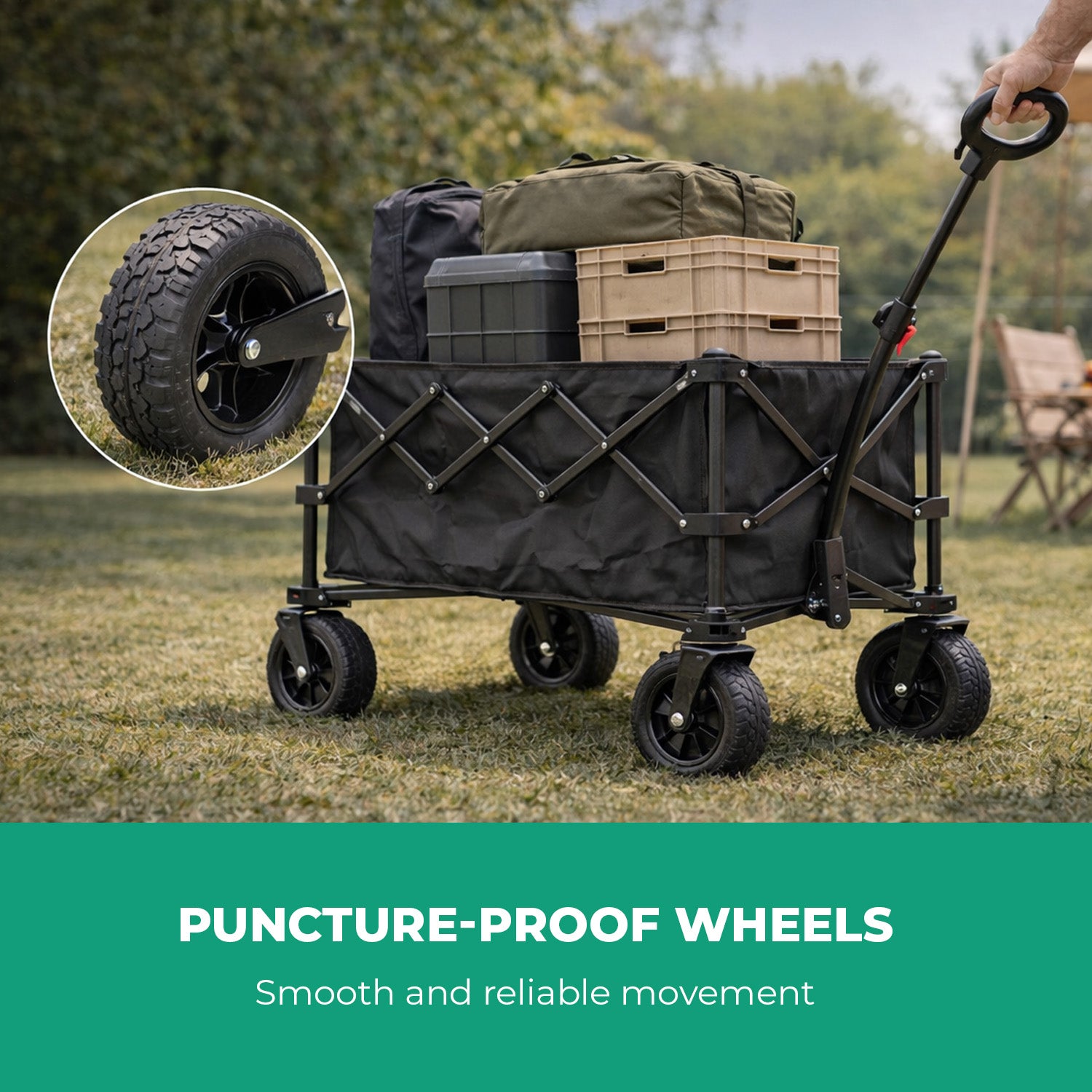 155L Heavy Duty Camping Wagon Cart Foldable Trolley