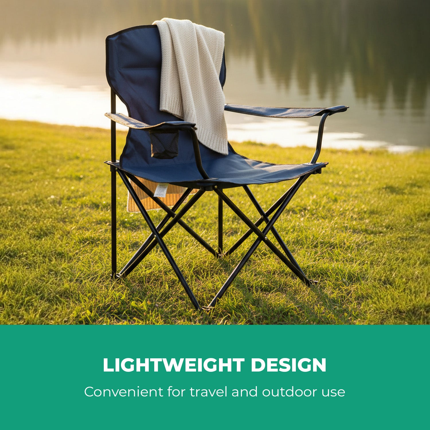 120kg Folding Camping Chair Portable and Foldable With Mesh Cup Holder