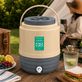 Beige 20L Insulated Ice Cooler Water Dispenser Jug