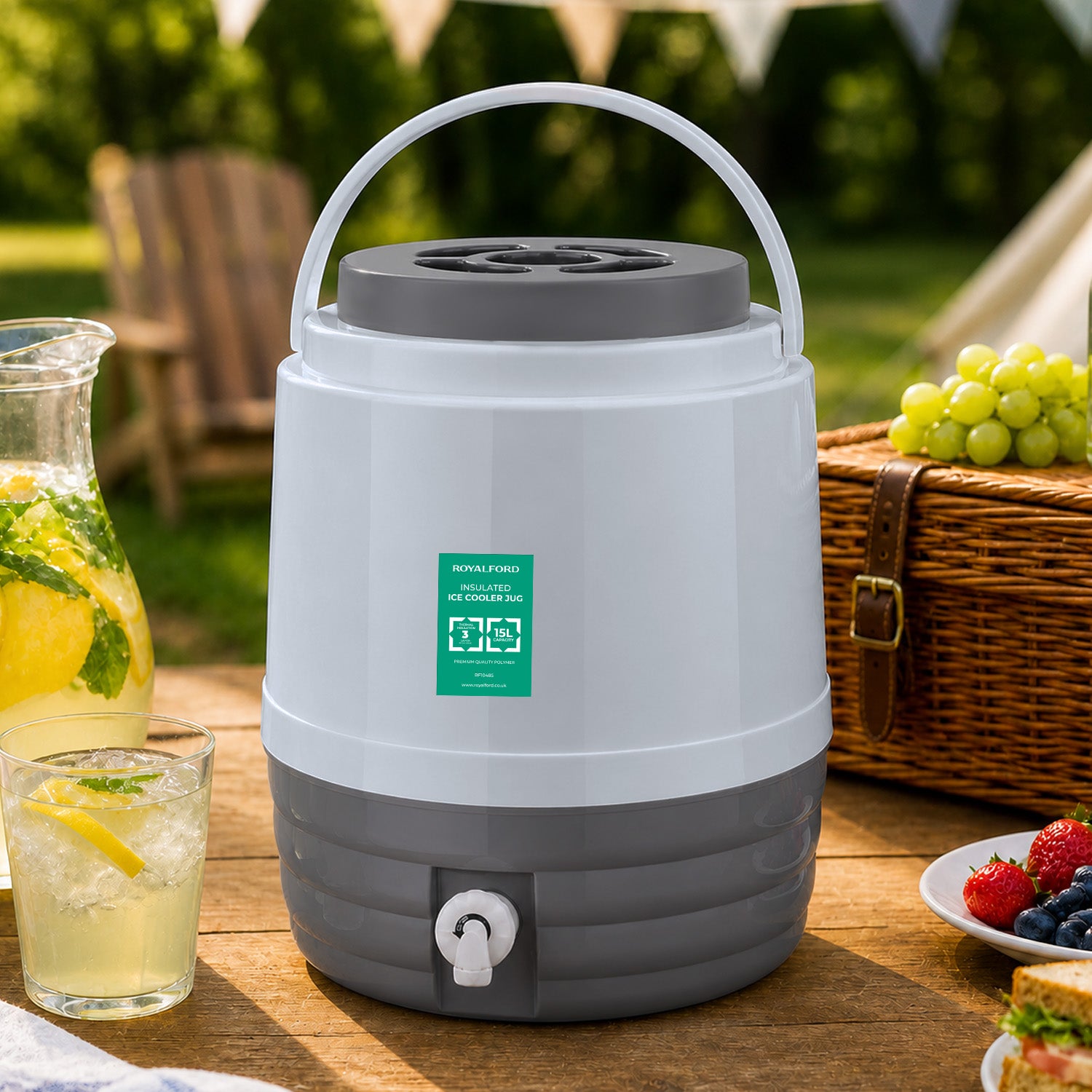 15L Insulated Ice Cooler Jug & Water Dispenser