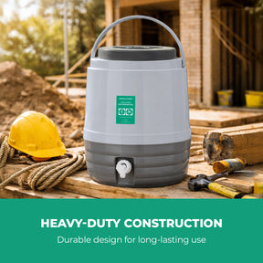 8L Grey Insulated Water Cooler and Carrier With Tap