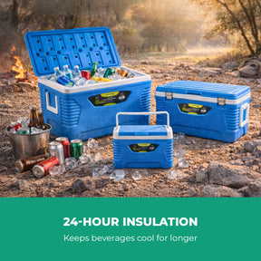 3-Piece Blue Insulated Ice Cooler Chests (5L, 25L & 50L)