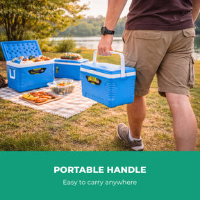 3-Piece Blue Insulated Ice Cooler Chests (5L, 25L & 50L)