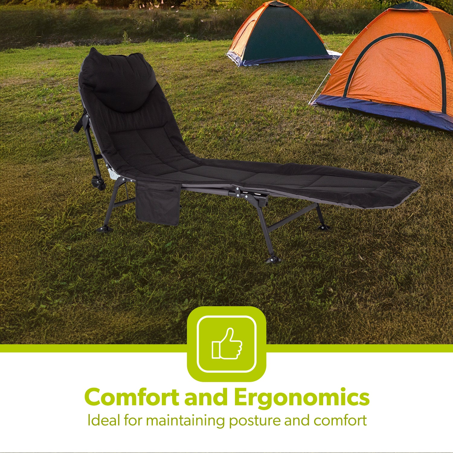 Deluxe Padded Foldable Outdoor and Camping Bed