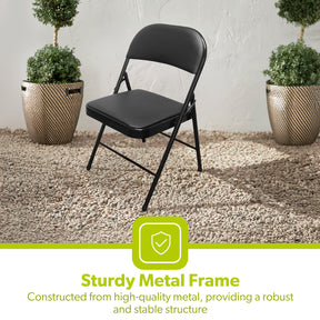 6 x Folding Padded Metal Chairs For Indoor and Outdoor