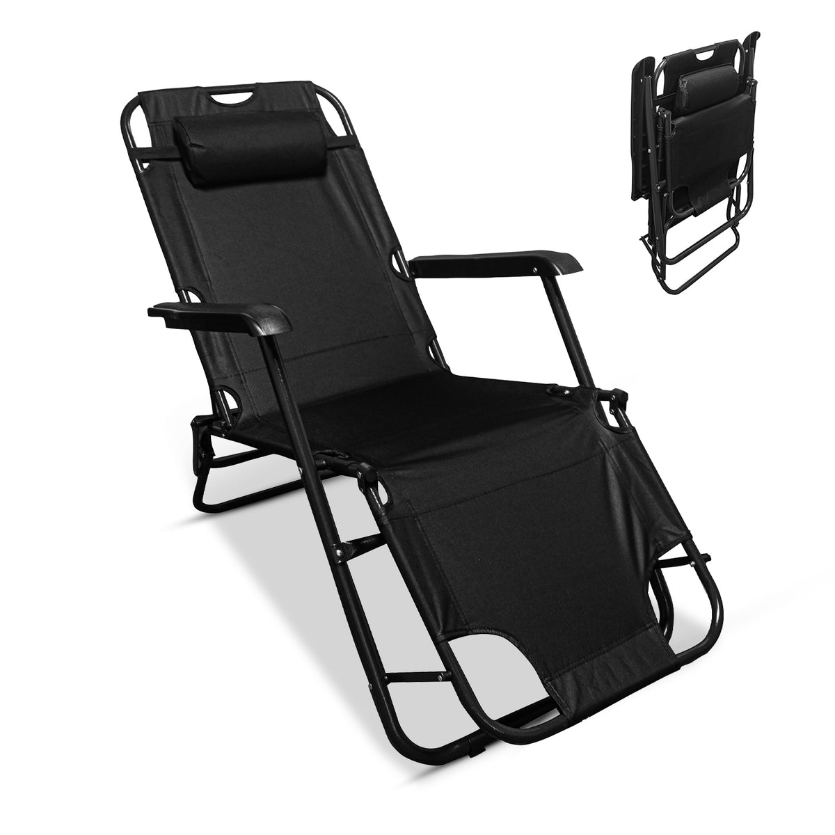 Deluxe 2-In-1 Reclining Mesh Chair & Camping Bed Outdoor Lounger