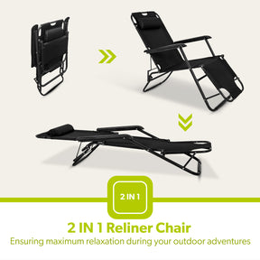 Deluxe 2-In-1 Reclining Mesh Chair and Bed For Outdoors