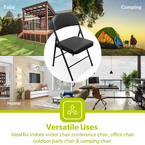 6 x Folding Padded Metal Chairs For Indoor and Outdoor