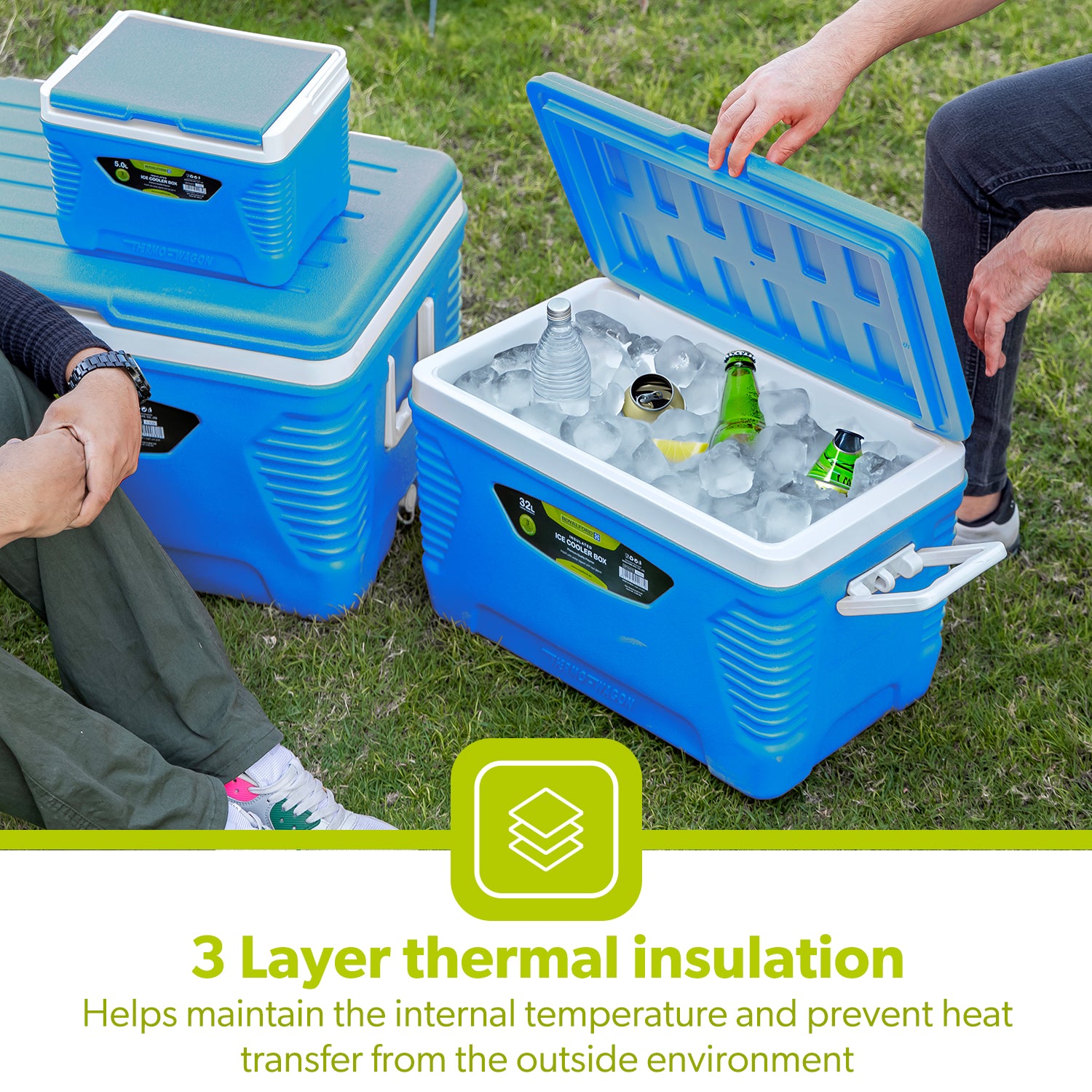 Blue 4-Piece Insulate Ice Cooler Box Set (5L, 14L, 32L, 62L)