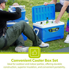 Blue 4-Piece Insulate Ice Cooler Box Set (5L, 14L, 32L, 62L)