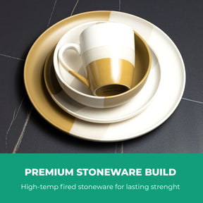 16-Piece Stoneware Dinner Set Plates, Bowls & Cups Set
