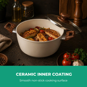 4-Piece Marvera Cream Non-Stick Forged Casserole Cookware Set