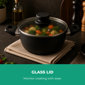 3-Piece Marvera Black Non-Stick Casserole 5-Layer Cookware Set