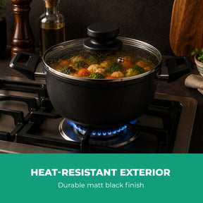 3-Piece Marvera Black Non-Stick Casserole 5-Layer Cookware Set