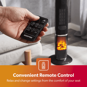 3D Flame Digital Ceramic Tower Heater With Remote Control