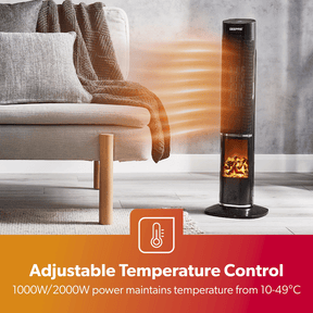 3D Flame Digital Ceramic Tower Heater With Remote Control