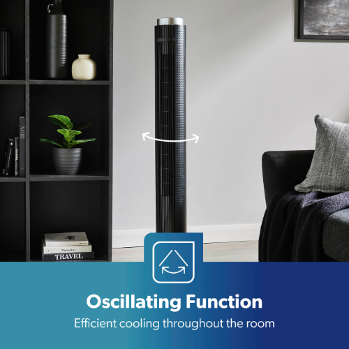 Black 46-Inch Freestanding Oscillating Ultra Power Tower Fan