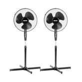 Set Of Two 16" Black Oscillating Electric Pedestal Fans