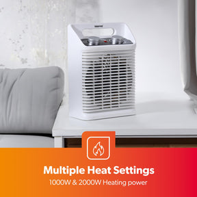 2000W Powerful Box Fan Heater With Adjustable Thermostat