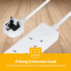 4 Gang Extension Lead Cable With A 1M Cable