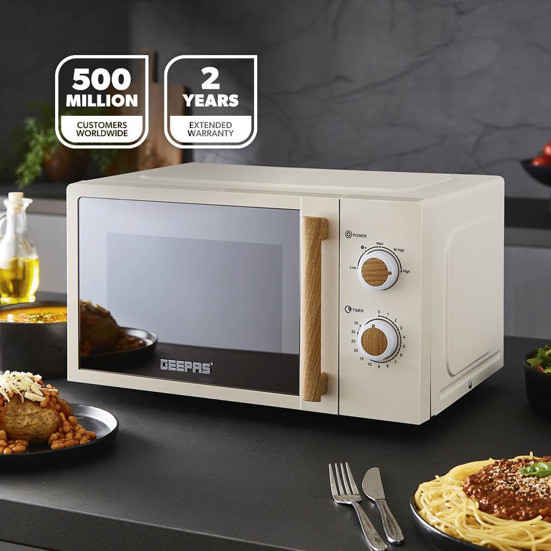 20L Cream NordiQ Solo Microwave Oven With 5 Power Levels 700W