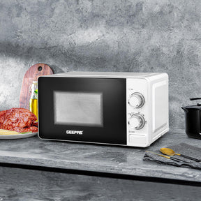 20L Manual Freestanding Microwave With Timer (White & Black)