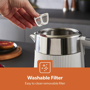 White Arcus 1.7L Electric Kettle Rapid Boil Cordless 3000W
