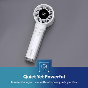 2-Pack White Hand Held Mini Digital 100-Speed Travel Fans