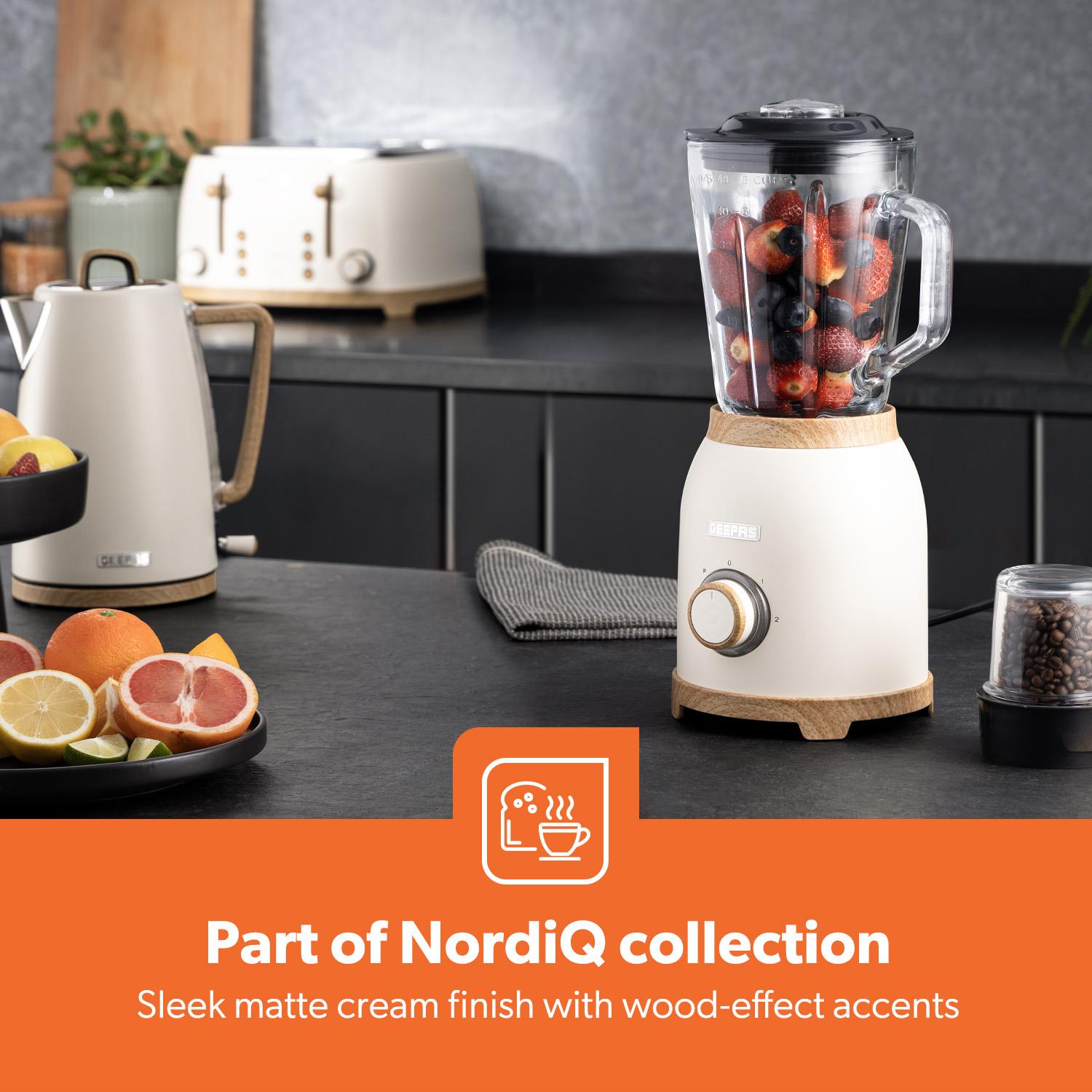 NordiQ Cream 2-In-1 Jug Blender With 1.5L Glass Jug 800W
