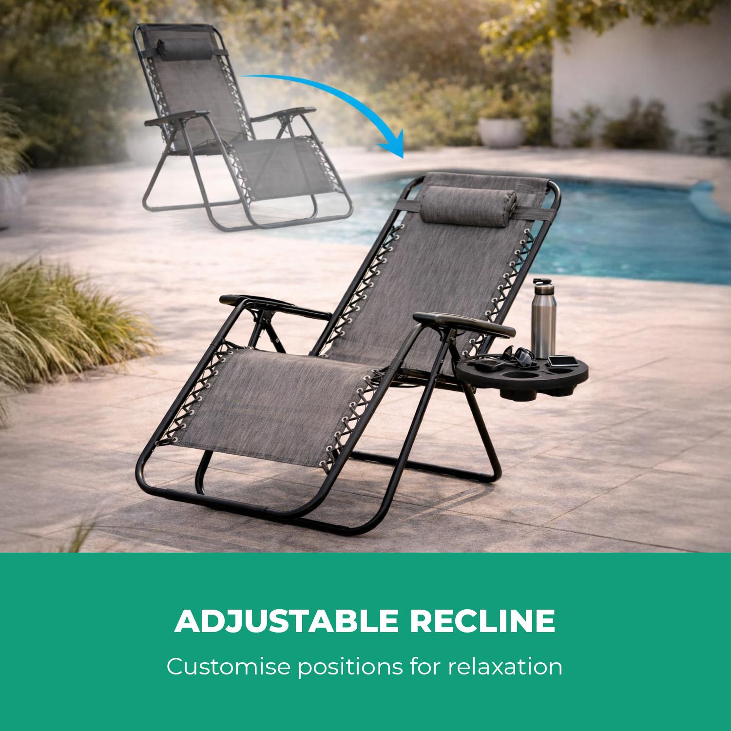 2 Pack Of Zero Gravity Reclining Folding Lounger Chairs