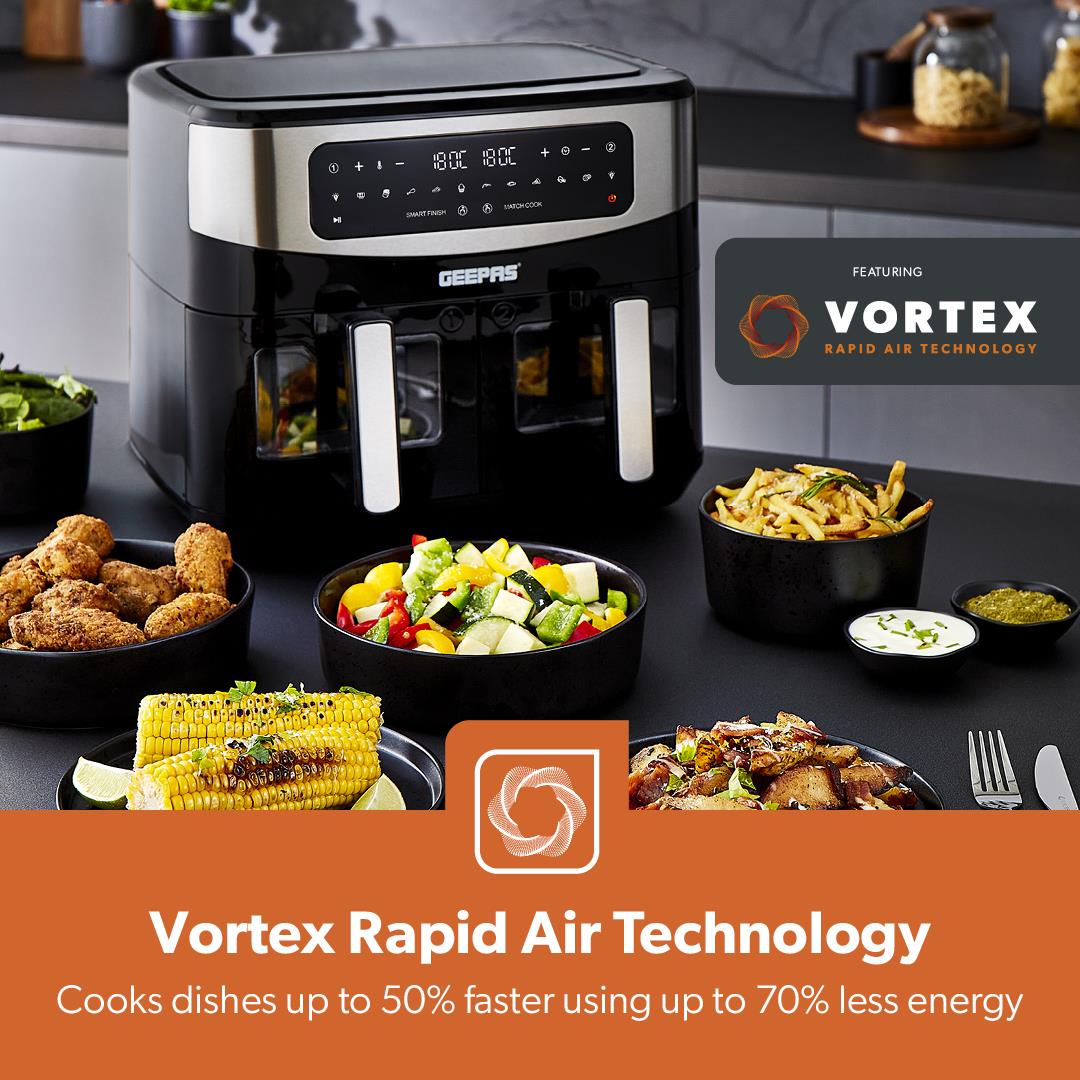 9L Dual Basket Rapid Vortex Air Fryers + Free Recipe Ebook