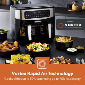 9L Dual Basket Rapid Vortex Air Fryers + Free Recipe Ebook