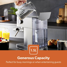 1450W Silver Slim Espresso Coffee Machine & Coffee Grinder Set