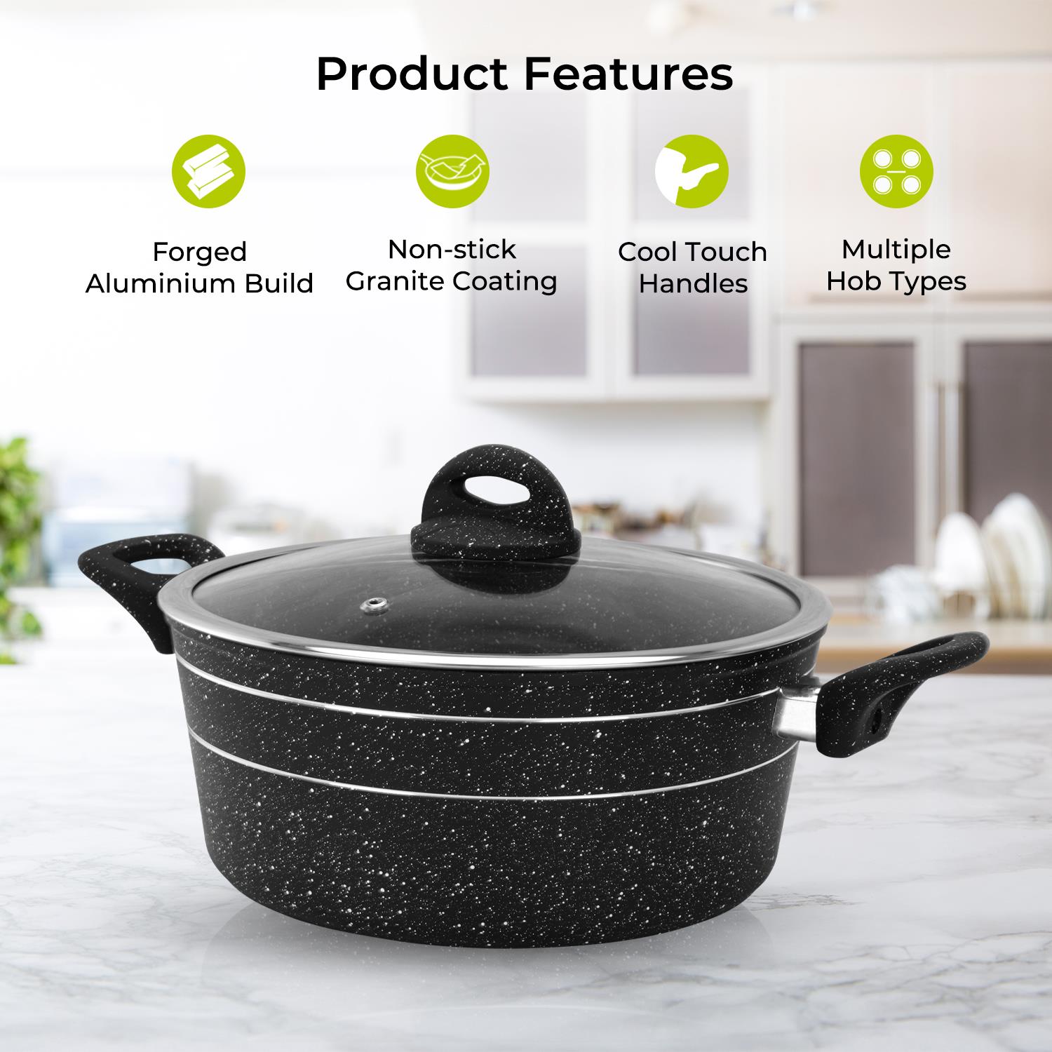 Casserole Dish Stockpot Non-Stick Cookware Pan with Lid 28Cm