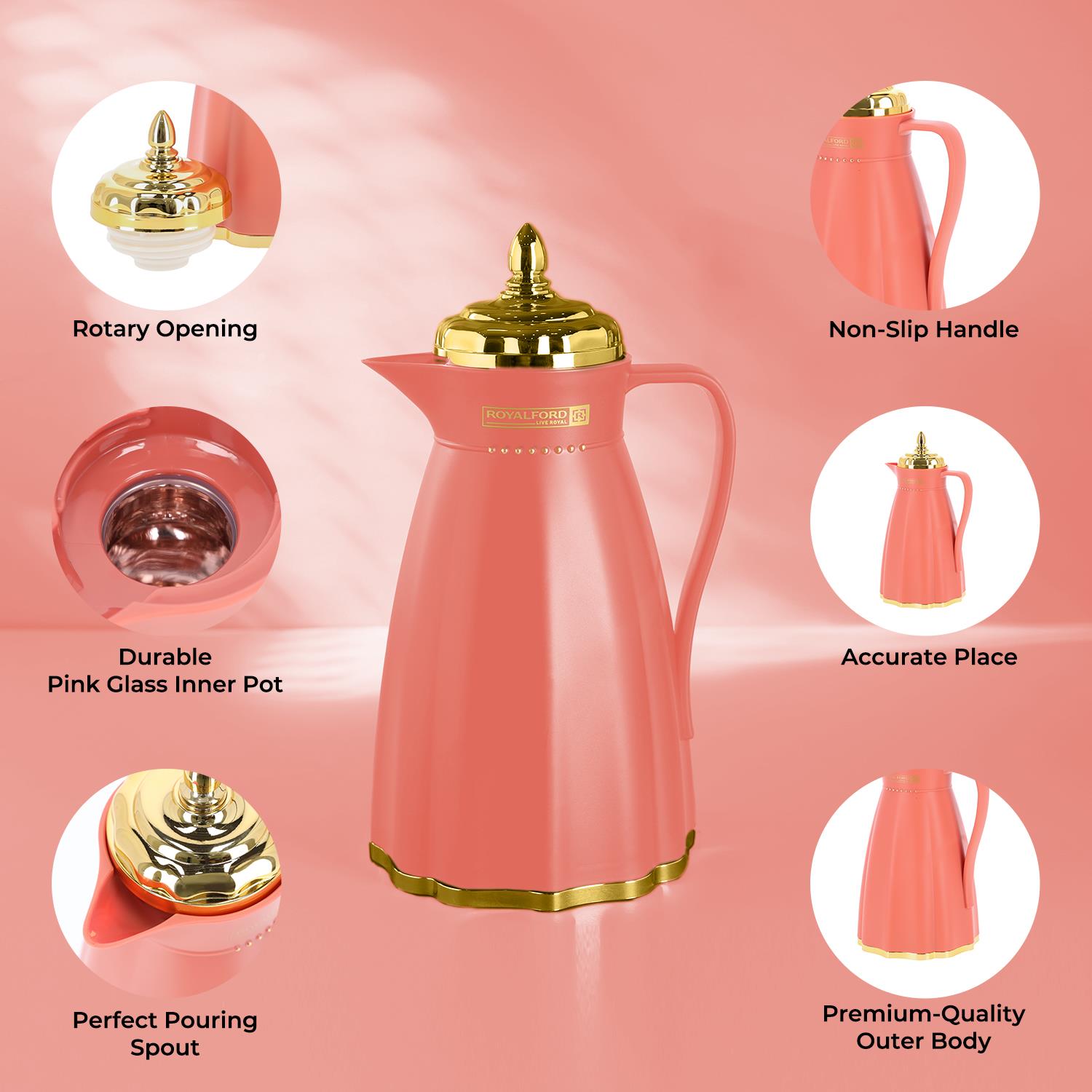 1L Hala 'Blood Orange' Glass Vacuum Flask and Tea Pot