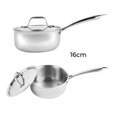 16cm Triply Stainless Steel Milk Pan Saucepan with Lid