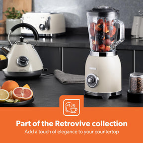 Retrovive Cream 2-In-1 Food Jug Blender With 1.5L Glass Jug