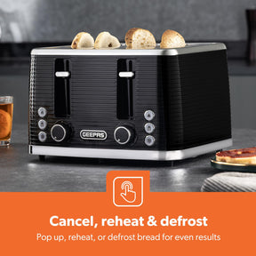 Black Linear 4 Slice Toaster With 7 Browning Levels 1600W