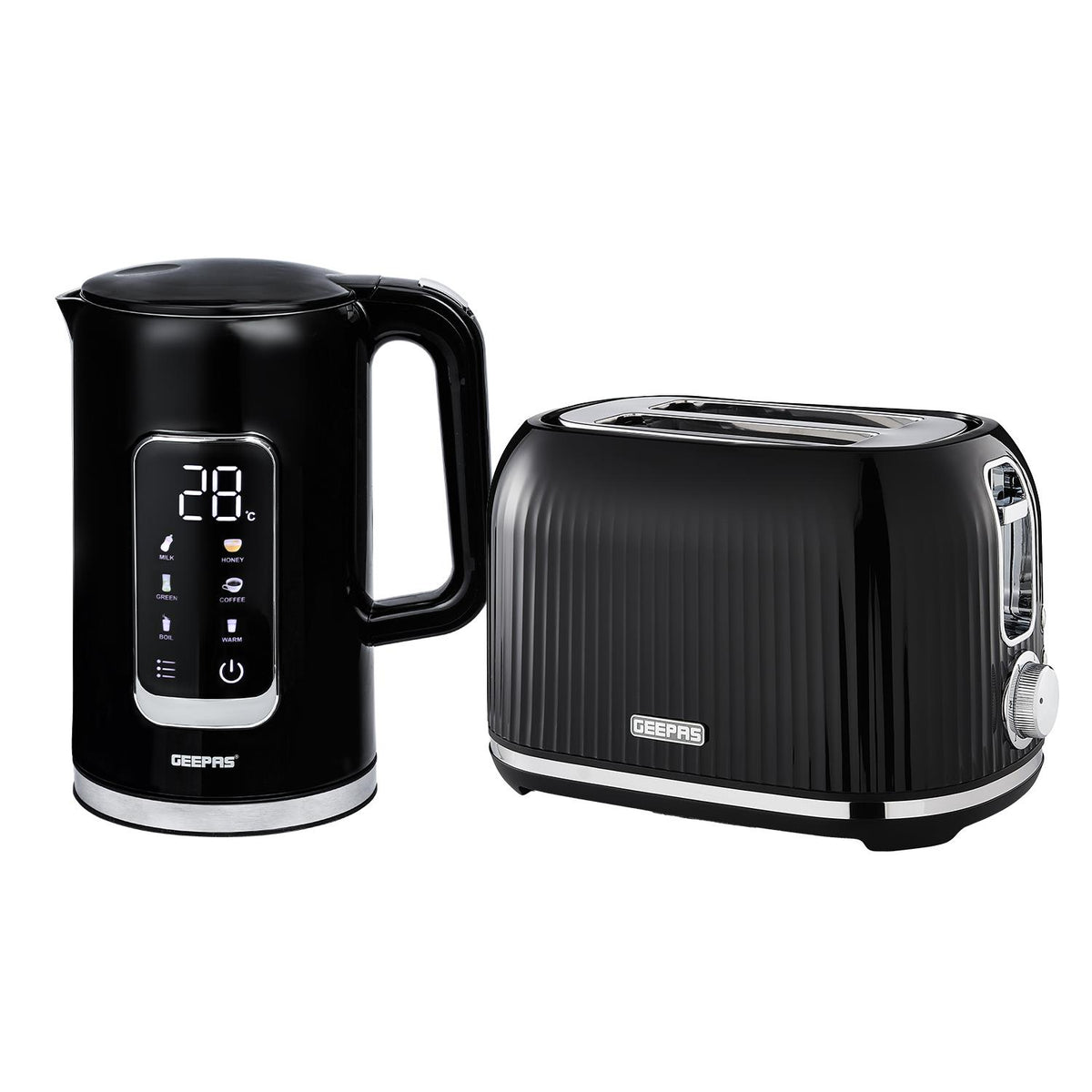 1.7L Digital Electric Kettle & 2 Slice Bread Toaster Combo Set