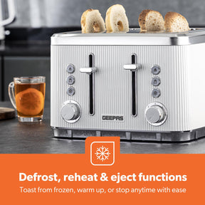 4 Slice Toaster 7 Browning Defrost Reheat Function 1860W Arcus White