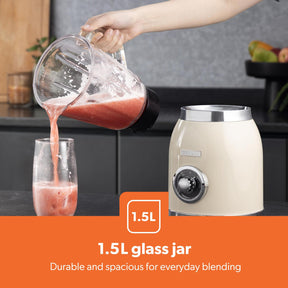 Retrovive Cream 2-In-1 Food Jug Blender With 1.5L Glass Jug