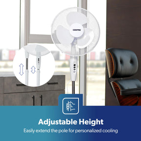 Set Of 2 Deluxe 16-Inch White Oscillating Pedestal Fans