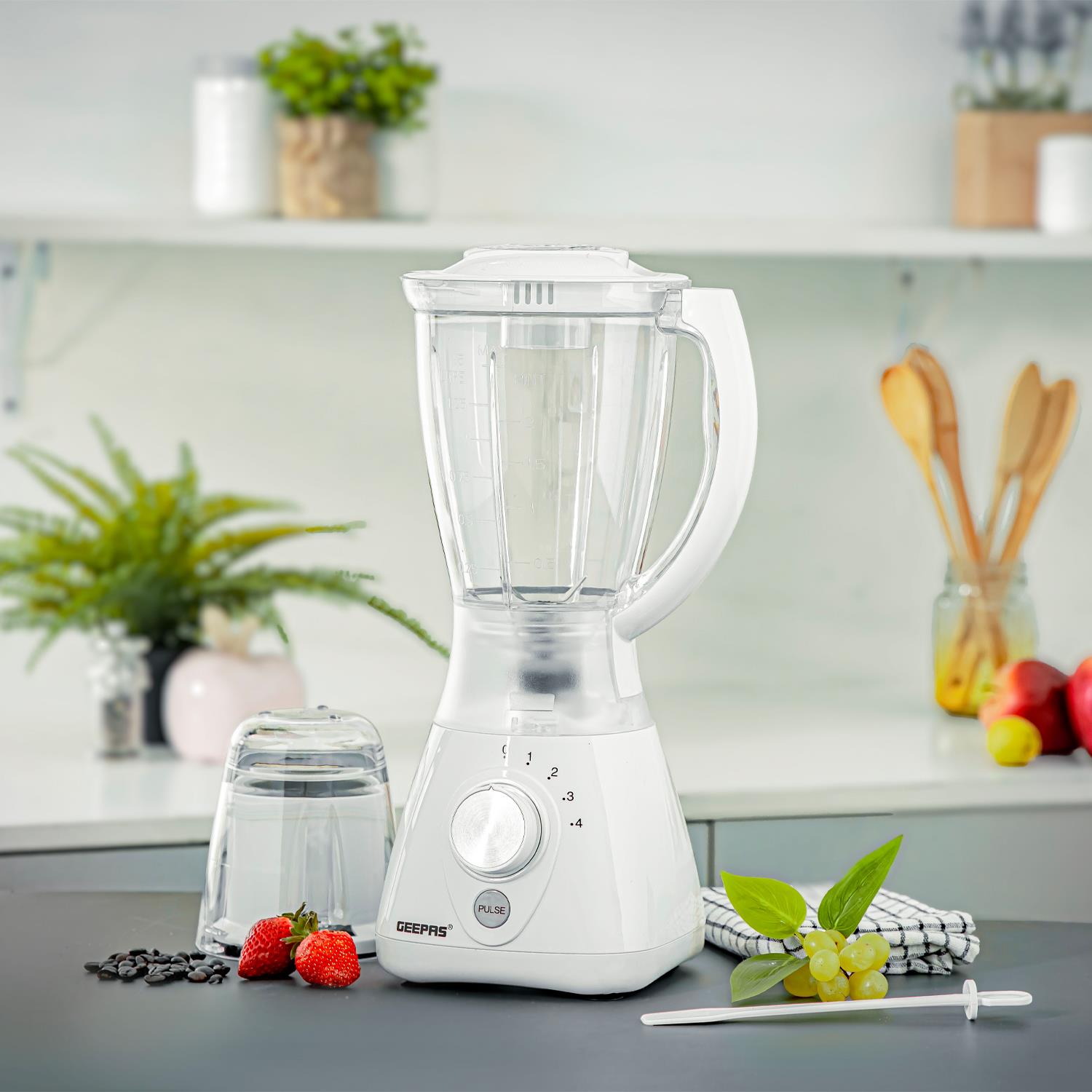 2-In-1 White Portable Food Jug Blender & Grinder 1.5L