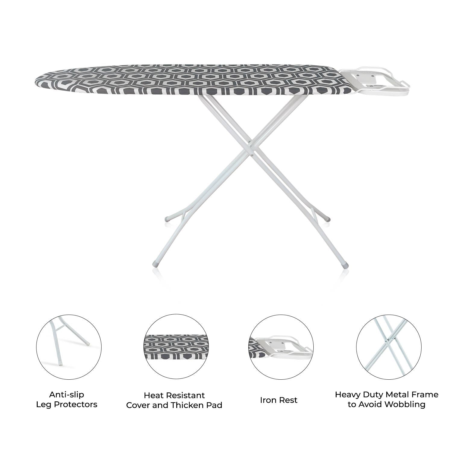 114x33cm Adjustable Folding Ironing Board With Iron Rest