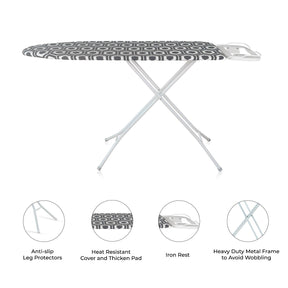 114x33cm Adjustable Folding Ironing Board With Iron Rest