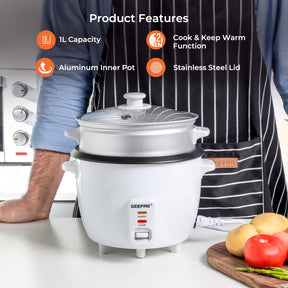 450W Rice Cooker & Steamer Keep Warm Function 1L