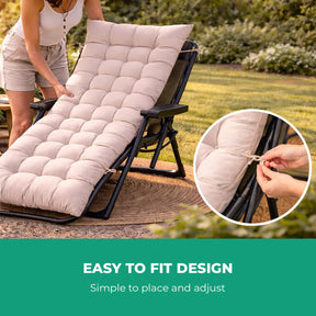 Cream Pack Of 2 Sun Lounger Cushions For Recliner Chair